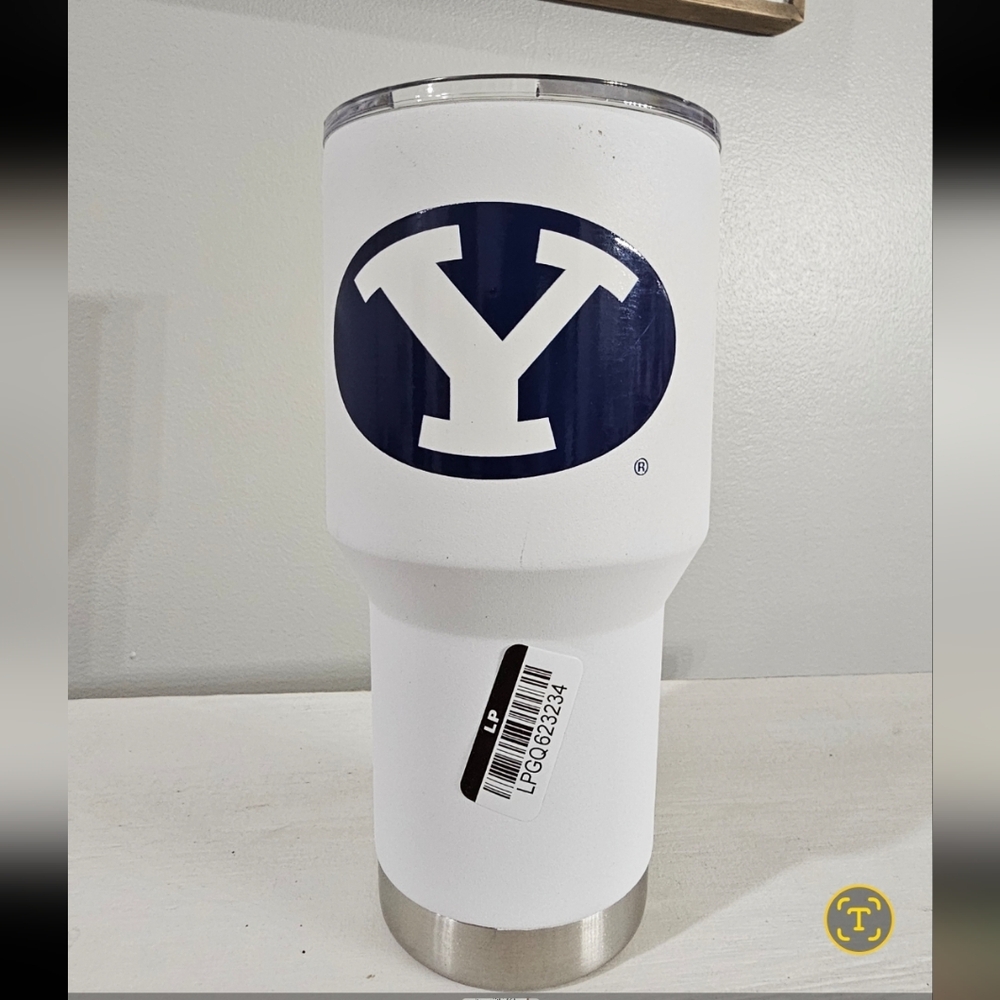 NCAA Brigham Young BYU Cougars White Tumbler with Blue Logo New